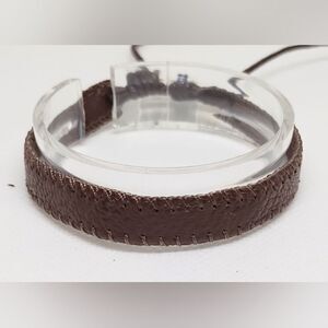 Men's leather‎ bracelet brown new e50